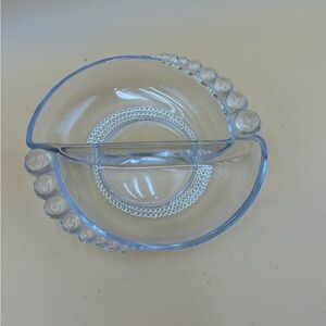 Vintage Clear Glass Divided Serving Dish